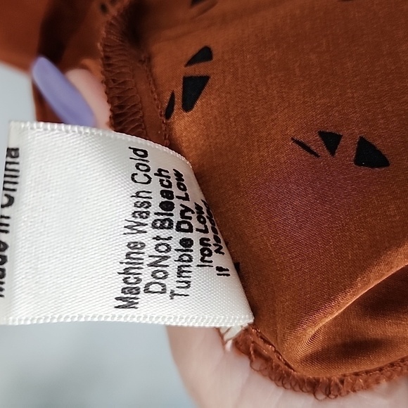 BLU pepper rust brown black faux wrap dress medium - Picture 8 of 8